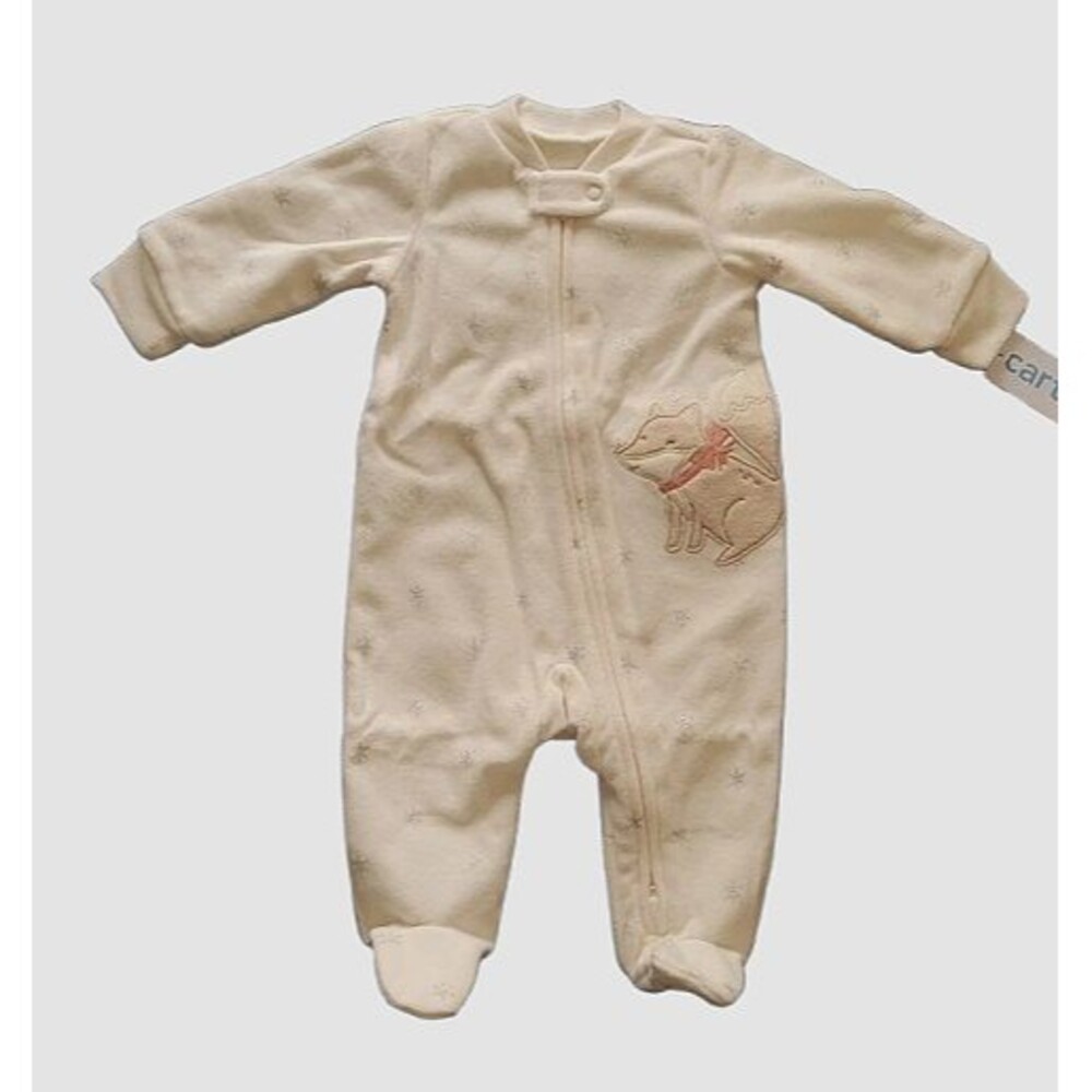 C1 NEW Carter's Fleece Footed Sleeper One Piece - Snow Fox 3 Months